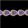 Image 1 : 23 CTW Amethyst & Micro Pave Bracelet Heart Halo 14K Yellow Gold - REF-378N5Y - 22611