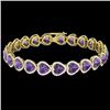 Image 2 : 23 CTW Amethyst & Micro Pave Bracelet Heart Halo 14K Yellow Gold - REF-378N5Y - 22611