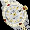 Image 1 : Rolex Ladies Two Tone 14K Gold/SS, Diam Dial & Diam/Ruby Bezel, Saph Crystal - REF-363R3Z