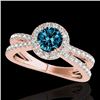 Image 1 : 2 CTW SI Certified Blue Diamond Solitaire Halo Ring 10K Rose Gold - REF-231T8X - 33861