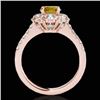 Image 2 : 2.05 CTW Certified Si Fancy Intense Yellow Diamond Solitaire Halo Ring 10K Rose Gold - REF-245K5R - 