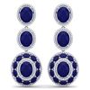 32.84 CTW Royalty Sapphire & VS Diamond Earrings 18K White Gold - REF-436R4K - 39261