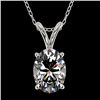 1 CTW Certified VS/SI Quality Oval Diamond Solitaire Necklace 10K White Gold - REF-267K8R - 33192