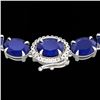 54.25 CTW Sapphire & VS/SI Diamond Tennis Micro Pave Halo Necklace 14K White Gold - REF-254W5H - 402