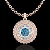 2.11 CTW Fancy Intense Blue Diamond Solitaire Art Deco Necklace 18K Rose Gold - REF-227H3W - 37916