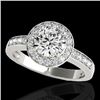 2 CTW H-SI/I Certified Diamond Solitaire Halo Ring 10K White Gold - REF-355F5M - 34351
