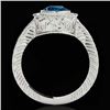 Image 2 : 2 CTW SI Certified Blue Diamond Solitaire Halo Ring 10K White Gold - REF-261K8R - 33905