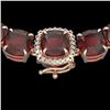 87 CTW Garnet & VS/SI Diamond Halo Micro Eternity Necklace 14K Rose Gold - REF-320X2T - 23347