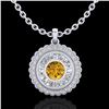 2.11 CTW Intense Fancy Yellow Diamond Art Deco Stud Necklace 18K White Gold - REF-227N3Y - 37917