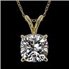 1.25 CTW Certified VS/SI Quality Cushion Cut Diamond Necklace 10K Yellow Gold - REF-367F3M - 33219