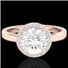 1.75 CTW Halo VS/SI Diamond Certified Micro Pave Ring Solitaire 14K Rose Gold - REF-478K9R - 21638