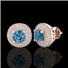 Image 2 : 2.35 CTW Fancy Intense Blue Diamond Art Deco Stud Earrings 18K Rose Gold - REF-236W4H - 38133