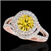 Image 1 : 2.15 CTW Certified Si Fancy Intense Yellow Diamond Solitaire Halo Ring 10K Rose Gold - REF-253K5R - 