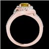 Image 2 : 2.15 CTW Certified Si Fancy Intense Yellow Diamond Solitaire Halo Ring 10K Rose Gold - REF-253K5R - 