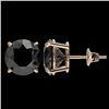 Image 2 : 4 CTW Fancy Black VS Diamond Solitaire Stud Earrings 10K Rose Gold - REF-96T9X - 33135