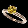 Image 1 : 1.25 CTW Certified Intense Yellow SI Diamond Solitaire Ring 10K Rose Gold - REF-179R3K - 32912