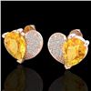 Image 1 : 2.50 CTW Citrine & Micro Pave VS/SI Diamond Certified Earrings 10K Rose Gold - REF-30M2F - 20069