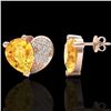 Image 2 : 2.50 CTW Citrine & Micro Pave VS/SI Diamond Certified Earrings 10K Rose Gold - REF-30M2F - 20069