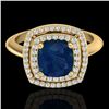 2.52 CTW Sapphire & Micro VS/SI Diamond Certified Pave Halo Ring 18K Yellow Gold - REF-70H9W - 20769