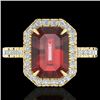 6.03 CTW Garnet And Micro Pave VS/SI Diamond Certified Halo Ring 18K Yellow Gold - REF-62Y2N - 21429