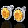 5 CTW Citrine & Micro Pave VS/SI Diamond Certified Earrings Halo 18K White Gold - REF-73M6F - 21051