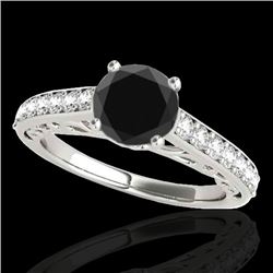 1.4 CTW Certified Vs Black Diamond Solitaire Ring 10K White Gold - REF-58M2F - 35017