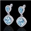 7 CTW Sky Blue Topaz & Micro VS/SI Diamond Certified Earrings Halo 10K White Gold - REF-74R9K - 2020