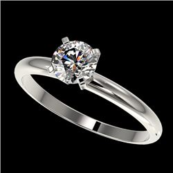 0.77 CTW Certified H-SI/I Quality Diamond Solitaire Engagement Ring 10K White Gold - REF-85K5R - 363