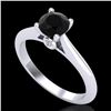 0.83 CTW Fancy Black Diamond Solitaire Engagement Art Deco Ring 18K White Gold - REF-69Y3N - 38192