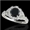 1.5 CTW Certified Vs Black Diamond Solitaire Halo Ring 10K White Gold - REF-70T5X - 33763