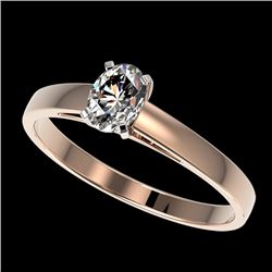 0.50 CTW Certified VS/SI Quality Oval Diamond Engagement Ring 10K Rose Gold - REF-77W6H - 32963