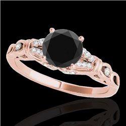 1.2 CTW Certified Vs Black Diamond Solitaire Ring 10K Rose Gold - REF-52W2H - 35254