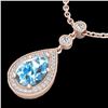 2.25 CTW Sky Blue Topaz & Micro Pave VS/SI Diamond Necklace 14K Rose Gold - REF-38T2X - 23143