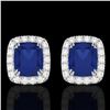 2.50 CTW Sapphire & Micro Pave VS/SI Diamond Certified Halo Earrings 10K White Gold - REF-49Y3N - 22
