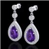 4.50 CTW Amethyst & Micro Pave VS/SI Diamond Certified Earrings 18K White Gold - REF-67N5Y - 23109