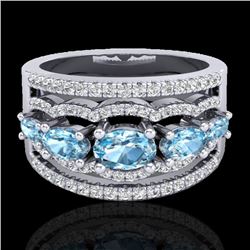 2.25 CTW Skt Blue Topaz & Micro Pave VS/SI Diamond Designer Ring 10K White Gold - REF-72K2R - 20795