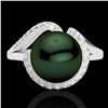 Image 1 : 0.27 CTW VS/SI Diamond & Peacock Pearl Designer Ring 18K White Gold - REF-50W8H - 22621