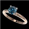 Image 1 : 1.02 CTW Certified Intense Blue SI Diamond Solitaire Engagement Ring 10K Rose Gold - REF-136W4H - 36