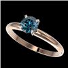 Image 1 : 0.77 CTW Certified Intense Blue SI Diamond Solitaire Engagement Ring 10K Rose Gold - REF-85T5X - 363