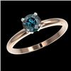 Image 2 : 0.77 CTW Certified Intense Blue SI Diamond Solitaire Engagement Ring 10K Rose Gold - REF-85T5X - 363