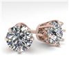 Image 1 : 4 CTW VS/SI Diamond Stud Solitaire Earrings 18K Rose Gold - REF-1936K4R - 35705