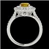 Image 2 : 1.5 CTW Certified Si Fancy Intense Diamond Solitaire Halo Ring 2 Tone 10K White Gold - REF-163F6M - 