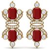 Image 1 : 27.36 CTW Royalty Designer Ruby & VS Diamond Earrings 18K Yellow Gold - REF-600H2W - 38765