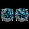 Image 1 : 5 CTW Certified Intense Blue SI Diamond Solitaire Stud Earrings 10K Rose Gold - REF-1390T5X - 33149