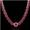 Image 2 : 170 CTW Ruby & VS/SI Diamond Halo Micro Eternity Necklace 14K White Gold - REF-993X8T - 22312