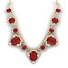 Image 1 : 75.21 CTW Royalty Ruby & VS Diamond Necklace 18K Yellow Gold - REF-1363T6X - 38750