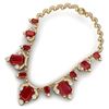 Image 4 : 75.21 CTW Royalty Ruby & VS Diamond Necklace 18K Yellow Gold - REF-1363T6X - 38750