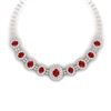 Image 1 : 45.69 CTW Royalty Ruby & VS Diamond Necklace 18K Rose Gold - REF-1618Y2N - 38794