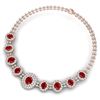 Image 4 : 45.69 CTW Royalty Ruby & VS Diamond Necklace 18K Rose Gold - REF-1618Y2N - 38794