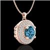 Image 4 : 1.25 CTW Fancy Intense Blue Diamond Solitaire Art Deco Necklace 18K Rose Gold - REF-161W8H - 38140